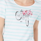 Camiseta feminina listrada Karen Scott, branca, tamanho X-G