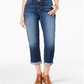 Calça jeans estilo boyfriend feminina, estilo curvy-fit, com punho, azul, tamanho 2