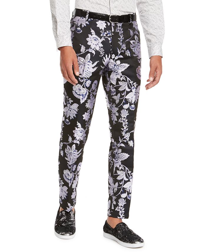 Calça masculina slim fit floral jacquard azul tamanho 29x30 da INC International Concepts