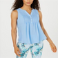 Blusa feminina sem mangas Charter Club, azul, tamanho grande
