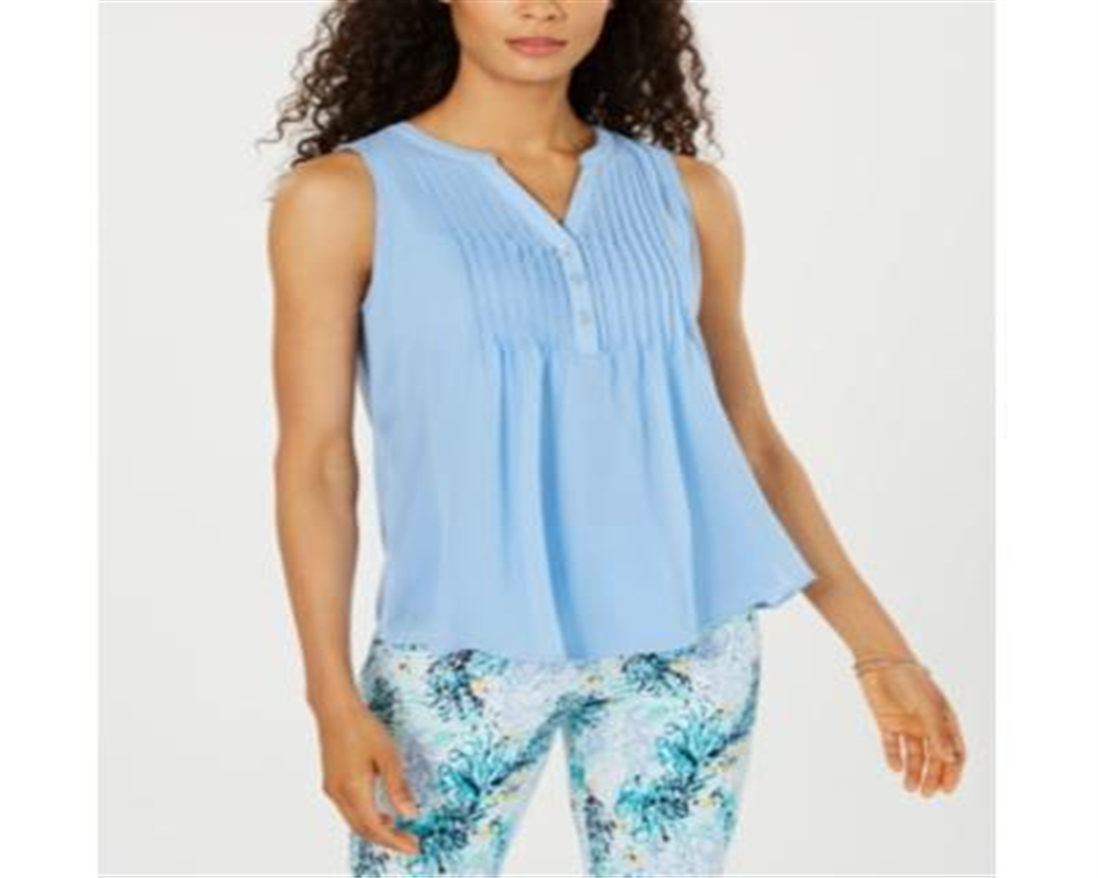 Blusa feminina sem mangas Charter Club, azul, tamanho grande