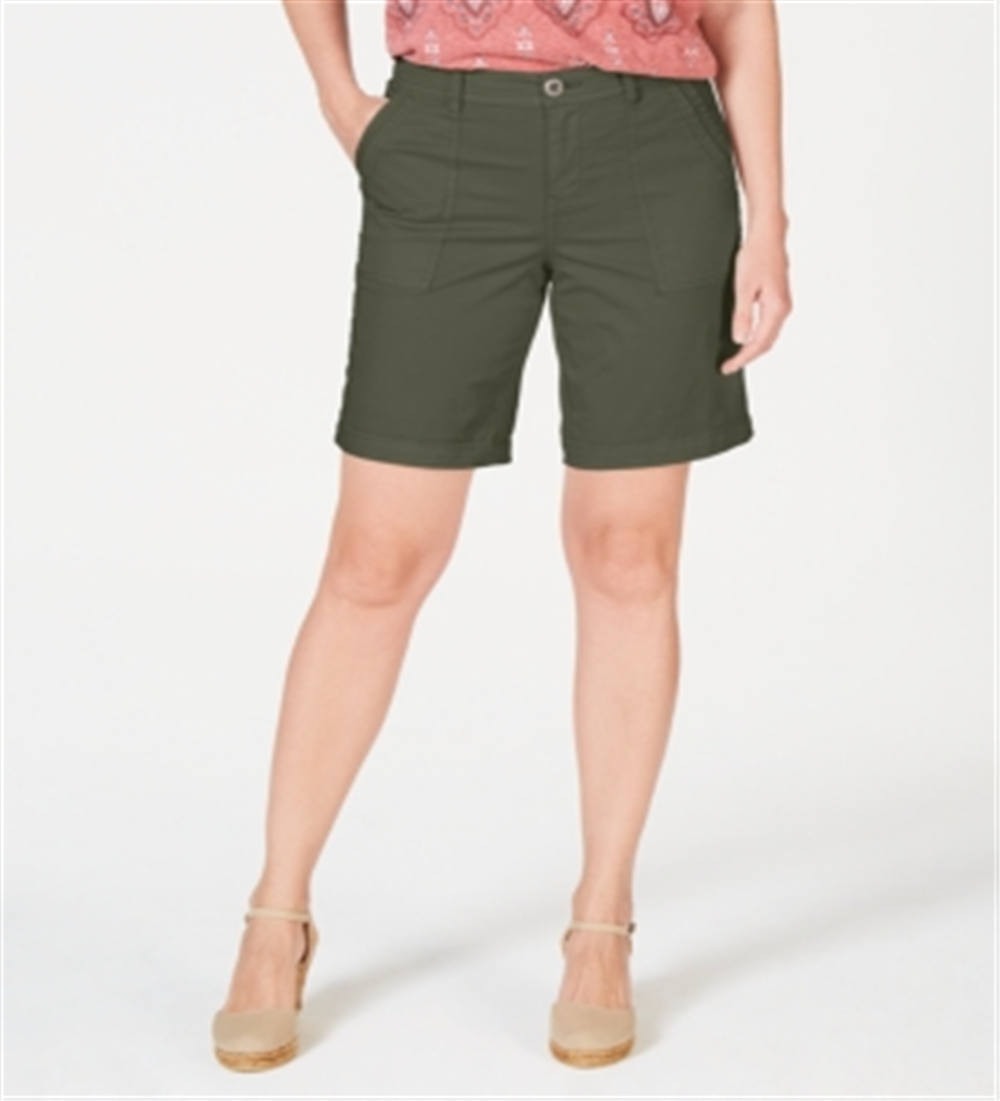 Shorts femininos com bolso duplo e punho, estilo &amp; co, verde, tamanho 16