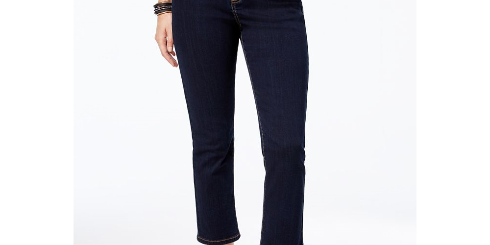 Calça jeans feminina cropped de cintura média da INC Iternational Concepts - preta, tamanho 14