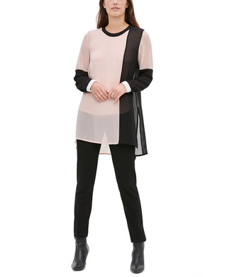 Blusa Calvin Klein Feminina Manga Longa Colorblock Rosa Tamanho Médio