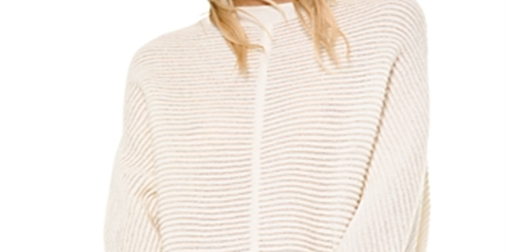 Suéter feminino Michael Kors Ottoman Knit com manga dolman, branco, tamanho médio