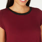 Blusa feminina Alfani de manga curta com decote em joia e altura baixa, vermelha, tamanho pequeno