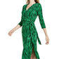 Vestido envelope sintético com amarração lateral feminino INC Iternational Concepts, verde, tamanho grande