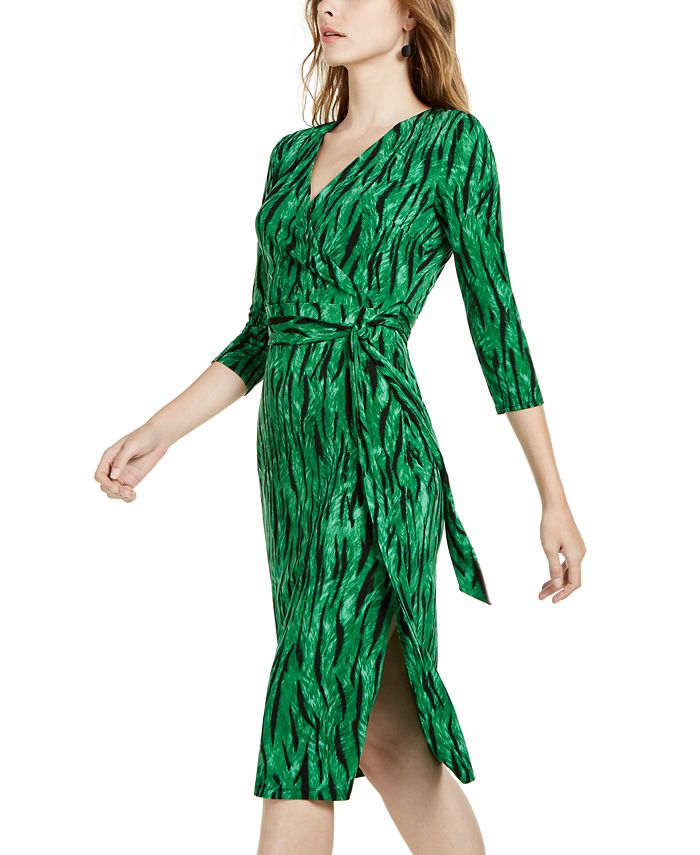 Vestido envelope sintético com amarração lateral feminino INC Iternational Concepts, verde, tamanho grande