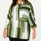 Blusa túnica feminina Alfani Plus com estampa frontal e botões, verde, tamanho 0X