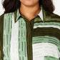 Blusa túnica feminina Alfani Plus com estampa frontal e botões, verde, tamanho 0X