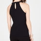 INC International Concepts Top feminino Illusion com decote halter, preto, tamanho GG