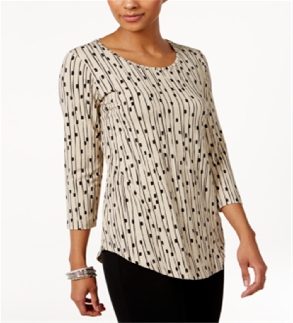 Camiseta estampada feminina JM Collection marrom tamanho M