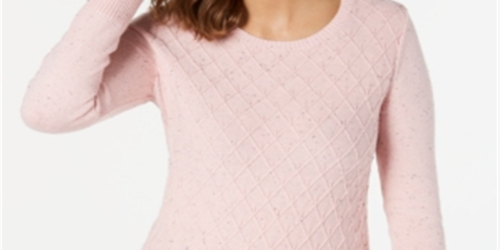 Karen Scott Suéter Feminino de Tricô com Cordão Diamante Rosa Tamanho XS