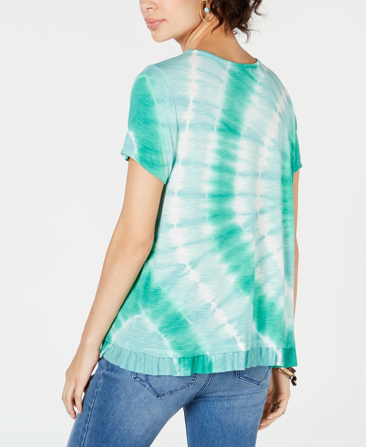 Top feminino com babados e tie-dye, estilo &amp; co, verde, tamanho médio