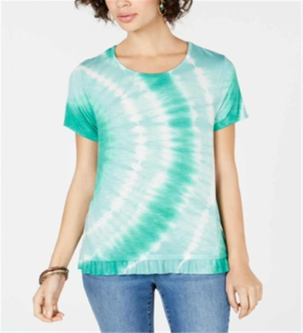 Top feminino com babados e tie-dye, estilo &amp; co, verde, tamanho médio
