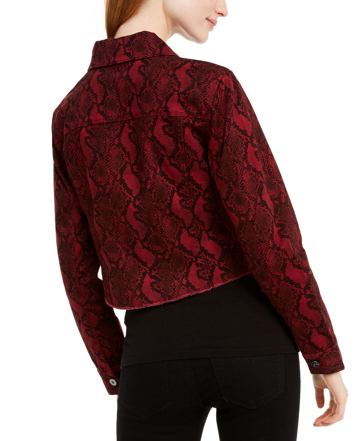 Jaqueta jeans feminina com estampa de python da INC Iternational Concepts, preta, tamanho extragrande