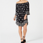 Vestido feminino estampado ombro a ombro/ombro a ombro estilo &amp; co, preto, tamanho pequeno P