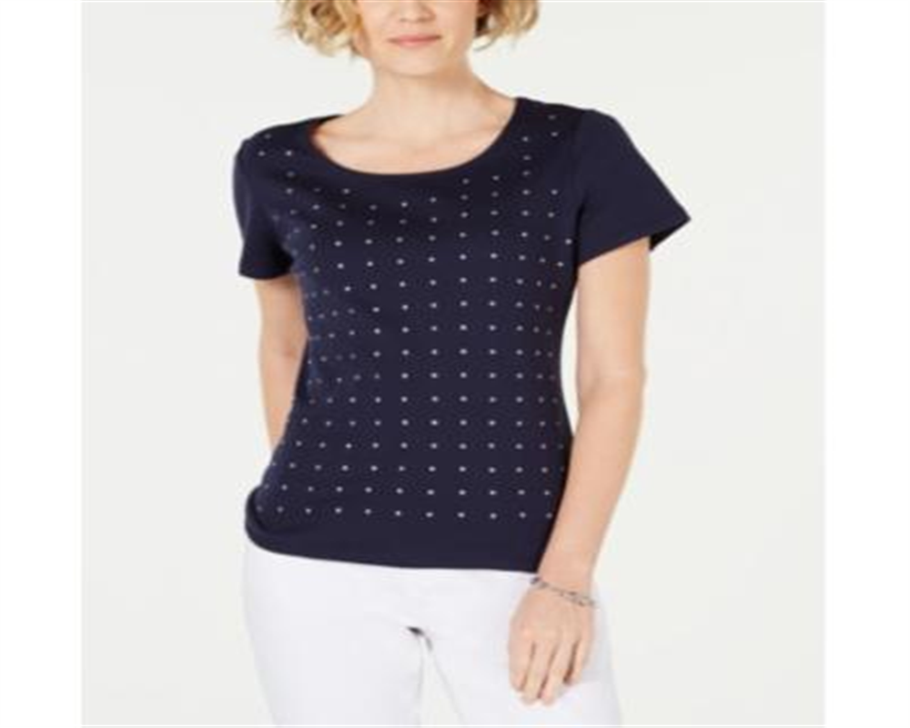 Karen Scott Top Feminino de Algodão com Estrelas Azul Escuro Tamanho Pequeno P/M
