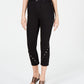 Calça jeans skinny cropped feminina INC Iternational Concepts com detalhe de ilhós, preta, tamanho 10