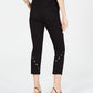 Calça jeans skinny cropped feminina INC Iternational Concepts com detalhe de ilhós, preta, tamanho 10