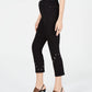 Calça jeans skinny cropped feminina INC Iternational Concepts com detalhe de ilhós, preta, tamanho 10