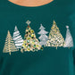 Camiseta feminina Karen Scott com estampa de árvore de Natal, top de festa, pequena, verde, tamanho PXL