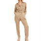 Macacão feminino INC Plus com pernas largas e botões frontais, bege, tamanho 16W