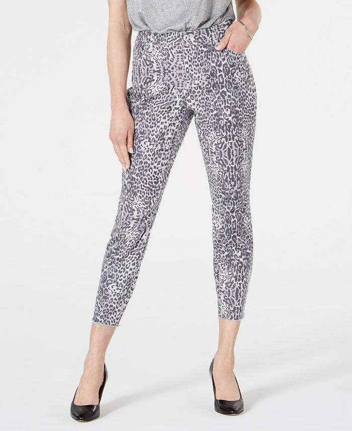 Calça jeans skinny feminina com estampa animal da INC Iternational Concepts, tamanho 10, cinza