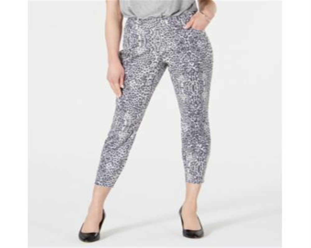 Calça jeans skinny feminina com estampa animal da INC Iternational Concepts, tamanho 10, cinza
