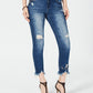 Calça jeans feminina INC Iternational Concepts Curvy Fit com detalhes rasgados e ajuste no tornozelo, azul, tamanho 12
