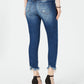 Calça jeans feminina INC Iternational Concepts Curvy Fit com detalhes rasgados e ajuste no tornozelo, azul, tamanho 12