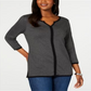 Karen Scott Blusa Feminina Heather Raglan Keyhole Cinza Tamanho X-S