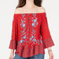 Top feminino estampado ombro a ombro estilo &amp; co vermelho tamanho PP