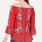 Top feminino estampado ombro a ombro estilo &amp; co vermelho tamanho PP