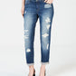 Calça jeans feminina desgastada INC Iternational Concepts, tamanho 4, azul