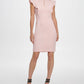 Vestido de festa feminino DKNY com manga curta e decote em V, acima do joelho, estilo flare, rosa, tamanho 16
