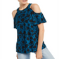 INC Iternational Concepts Top estampado feminino com ombros descobertos, azul, tamanho pequeno XL