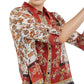 Blusa feminina estampada com cachecol INC Iternational Concepts, vermelha, tamanho pequeno G
