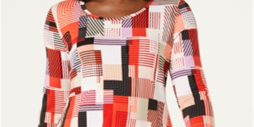 Blusa feminina estampada com manga 3/4 da coleção JM, laranja, tamanho pequeno G