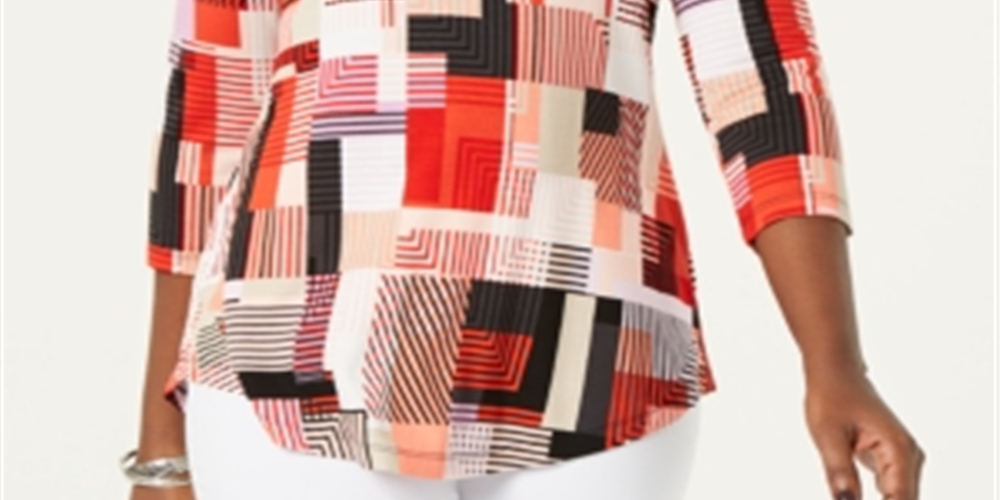 Blusa feminina estampada com manga 3/4 da coleção JM, laranja, tamanho pequeno G