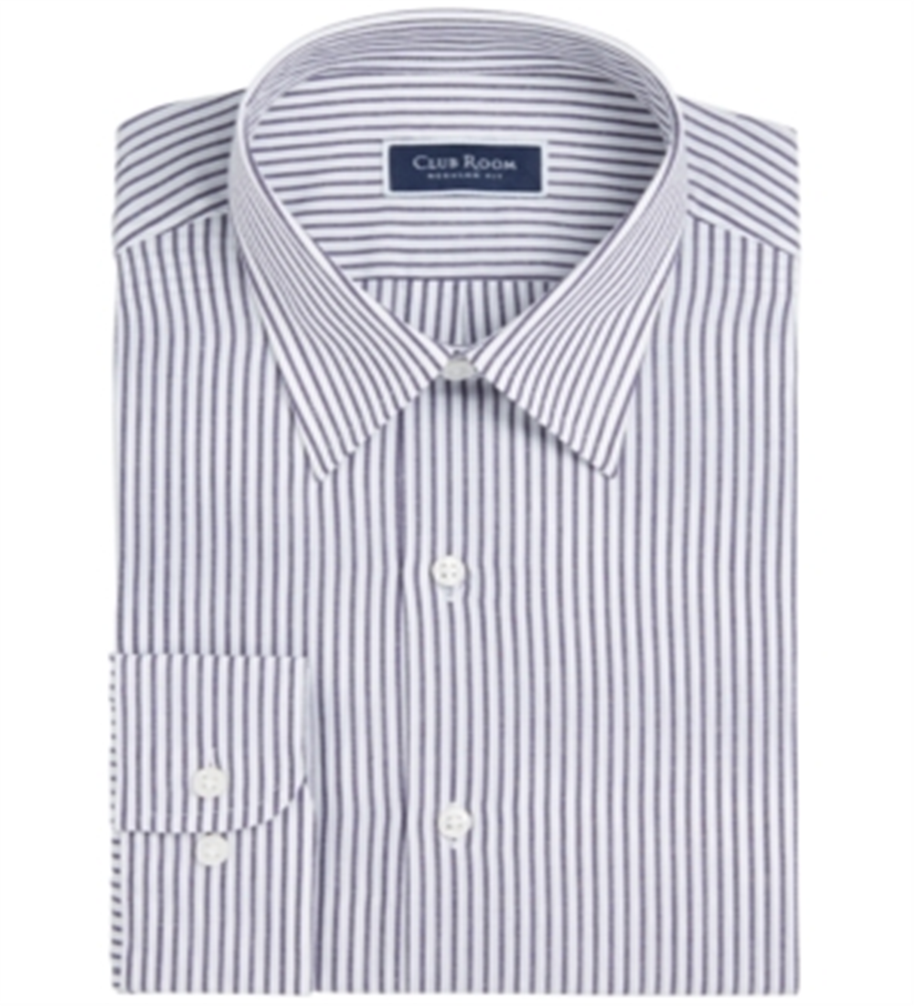 Camisa social listrada masculina Club Room Classic/Regular-Fit azul tamanho 15,5 x 34-35