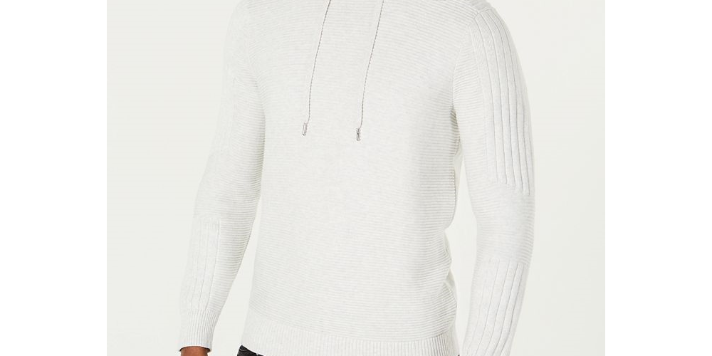 Suéter com capuz masculino de algodão da INC International Concepts, cinza, tamanho grande