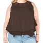 Blusa feminina estilo &amp; co com jugo de renda marrom tamanho 0X