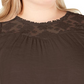 Blusa feminina estilo &amp; co com jugo de renda marrom tamanho 0X