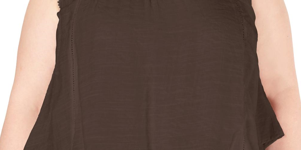 Blusa feminina estilo &amp; co com jugo de renda marrom tamanho 0X