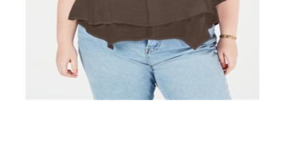 Blusa feminina estilo &amp; co com jugo de renda marrom tamanho 0X