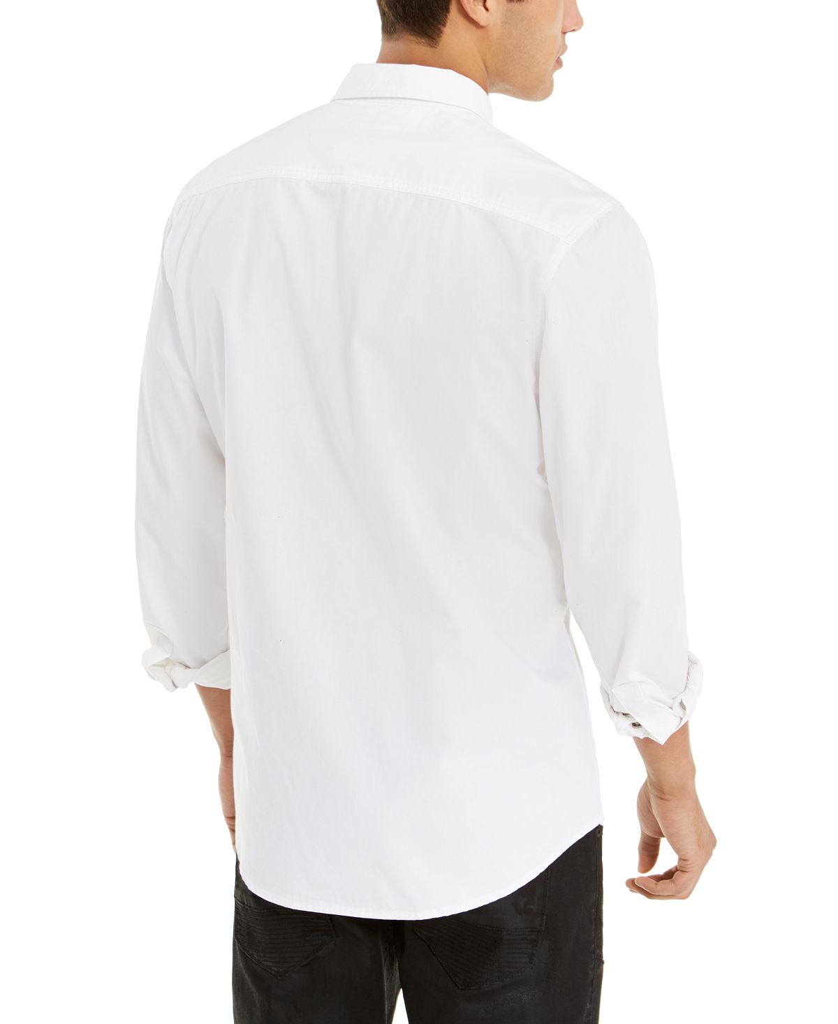 Camisa masculina com ilhós INC International Concepts, branca, tamanho médio