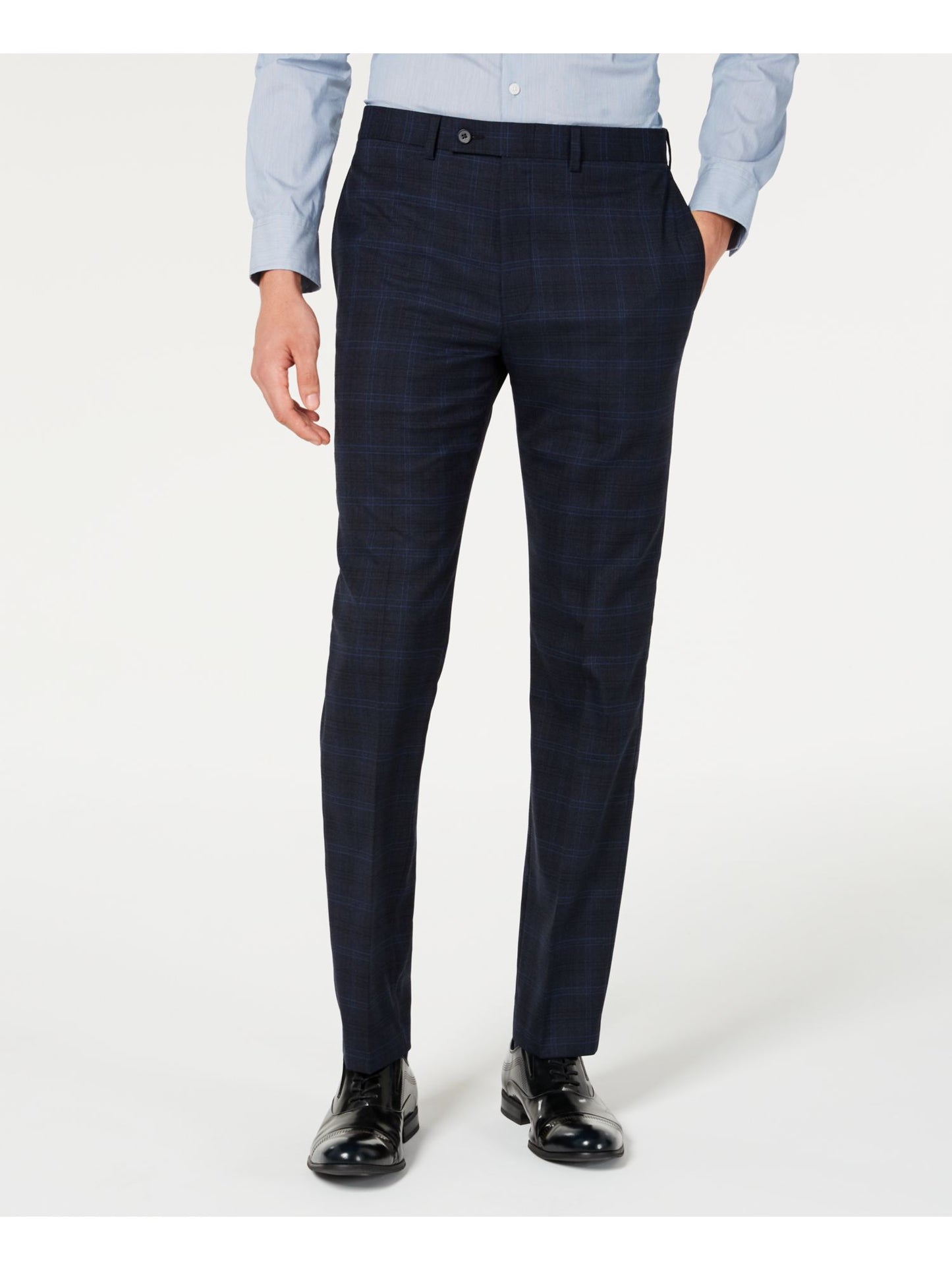 Calvin Klein Masculino X Slim Fit Stretch Xadrez Calça Separada Azul Tamanho 34X34