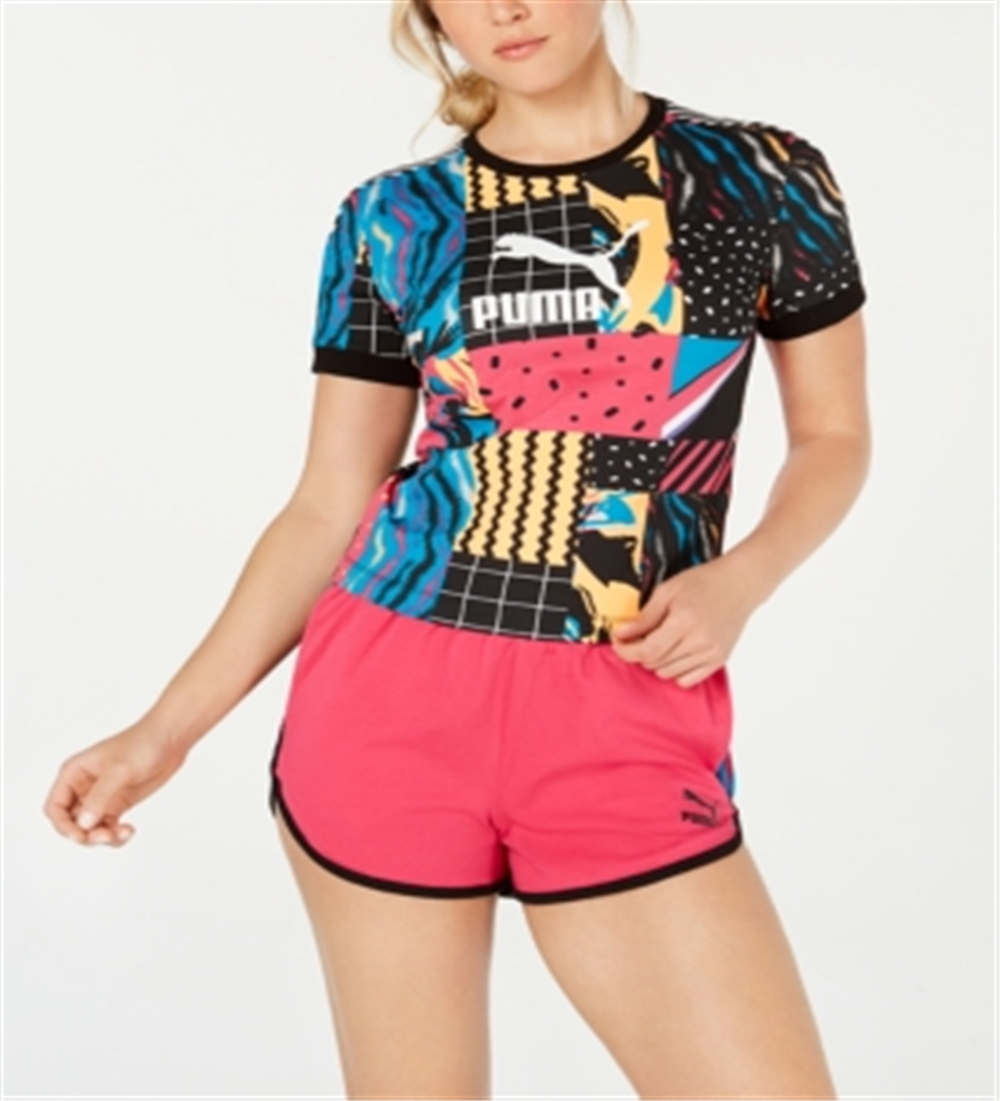 Camiseta Puma Clash Printed Cropped Feminina Preta Tamanho X-G