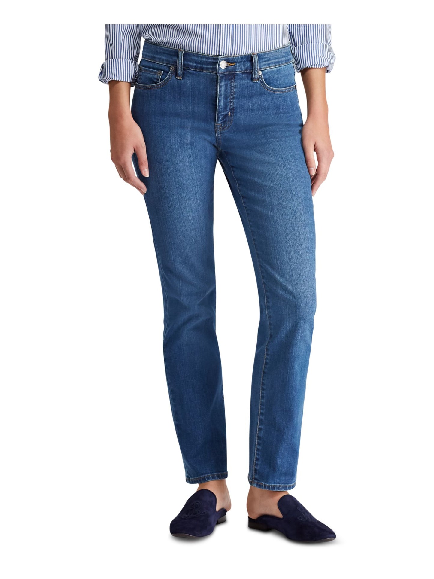 Calça Jeans Ralph Lauren Modern Straight Curvy Feminina Azul Tamanho 6 P